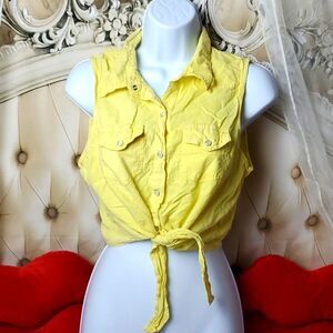 Body Central Yellow Tie Front Top